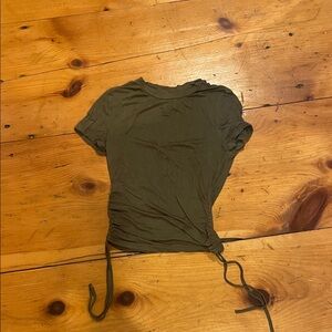 SHEIN Olive Short Sleeve Ruched Tee